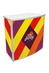 Convex Promo Counter with white top showing hot dog artwork