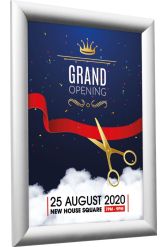 25mm Security Snapframe showing grand opening artwork 