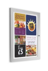 Slimlok Noticeboard 4 x A4 showing menu artwork